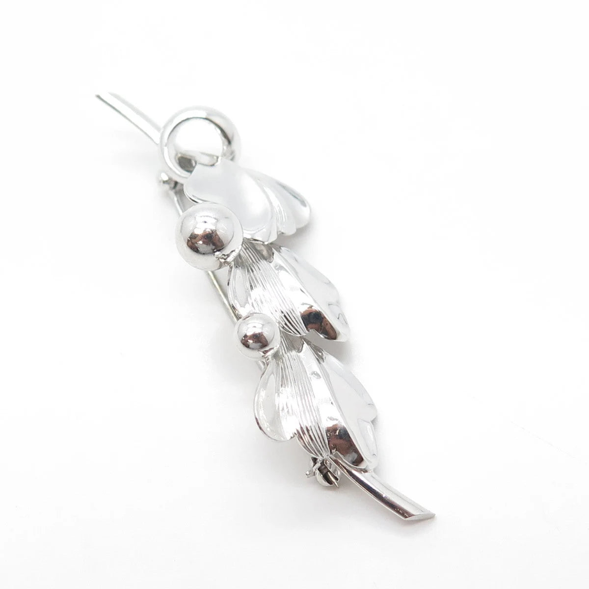 FORSTNER 925 Sterling Silver Antique Art Deco Leaf Pin Brooch