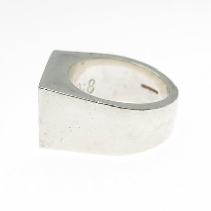 925 Sterling Silver Vintage CPM Birmingham Modernist Engraved Ring Size 8.5