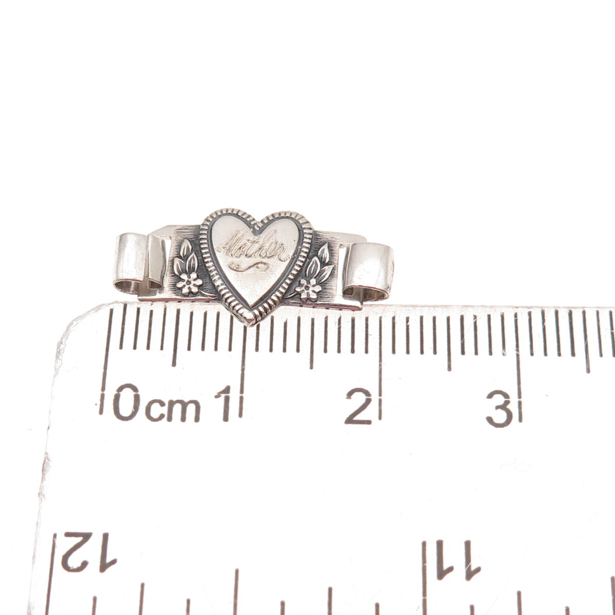 Coro Sterling Silver Antique Art Deco Engraved Mother Heart Bracelet Link Part