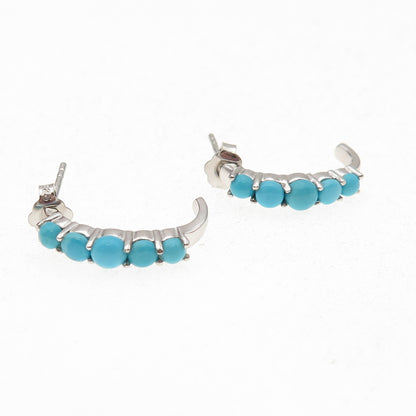 925 Sterling Silver Real Sleeping Beauty Turquoise Earrings