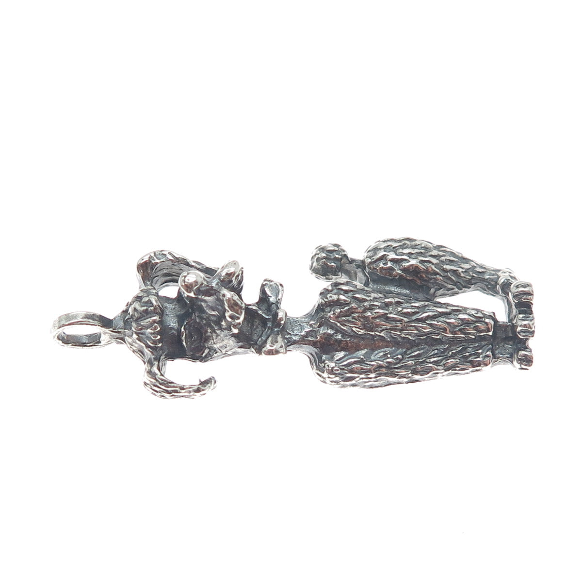 925 Sterling Silver Vintage Poodle Dog Oxidized Pendant