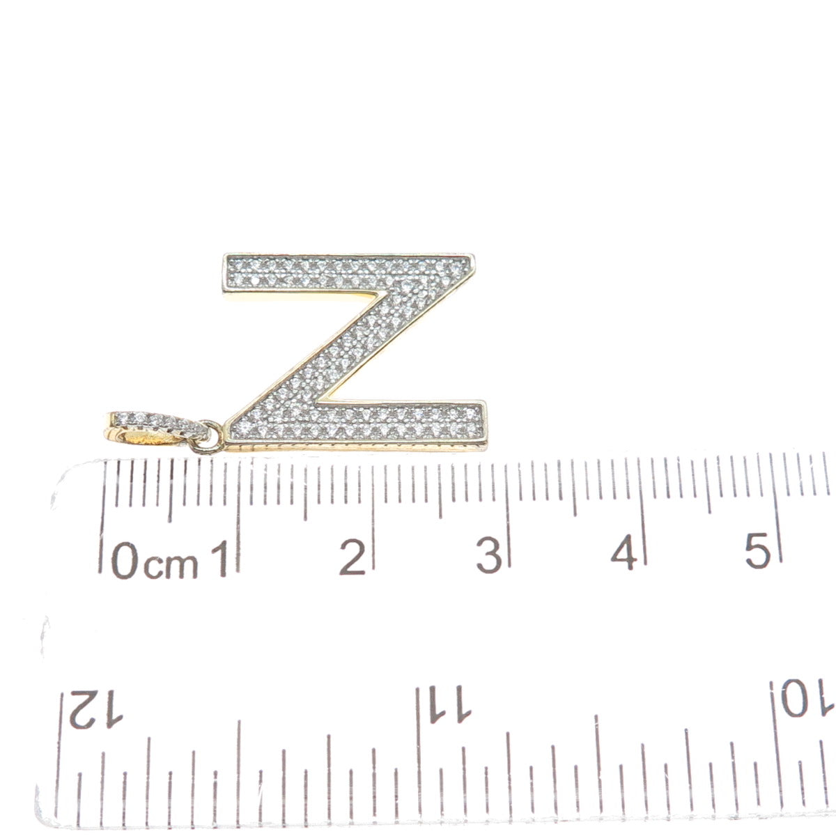 925 Sterling Silver Gold Plated C Z Letter N Initial Sparkle Pendant