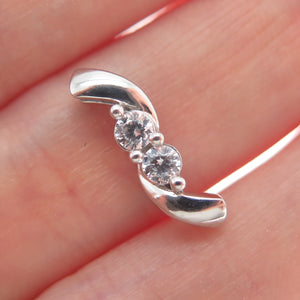925 Sterling Silver Round-Cut C Z Wavy Minimalist Charm Slide Pendant