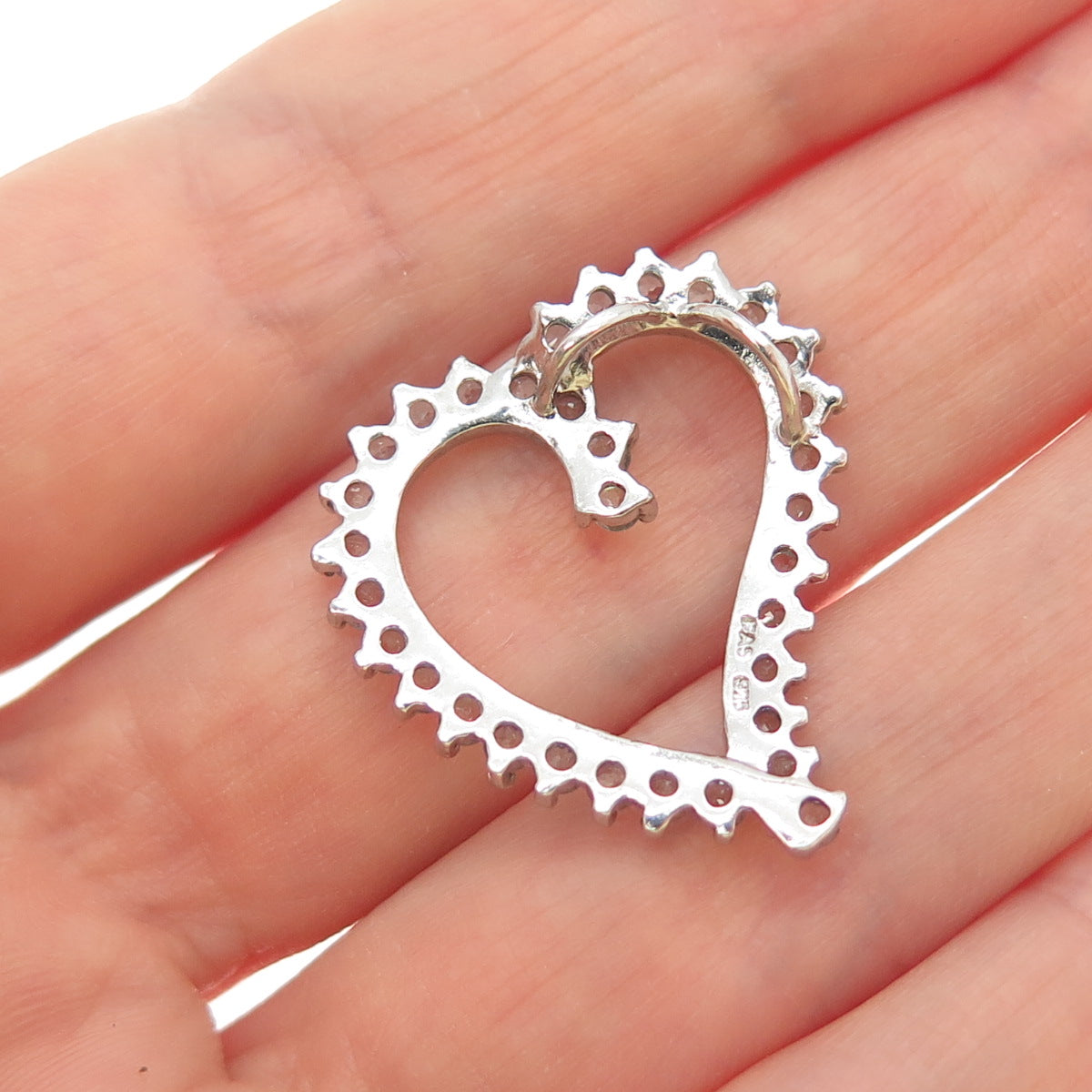 925 Sterling Silver Real Round-Cut Blue Topaz Heart Slide Charm Pendant