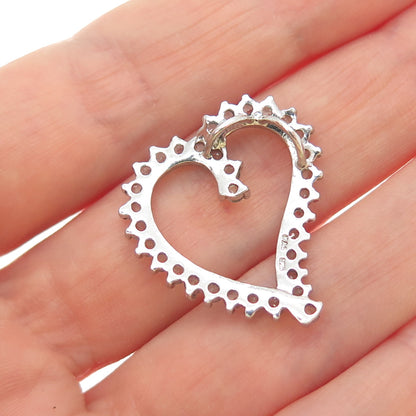 925 Sterling Silver Real Round-Cut Blue Topaz Heart Slide Charm Pendant