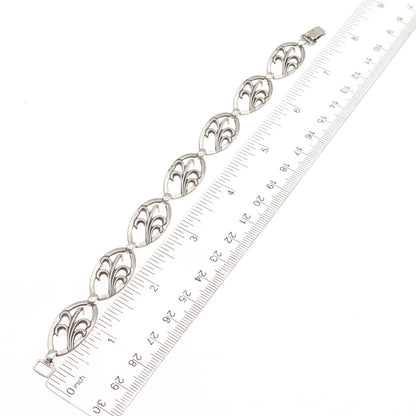 WRE W.E. Richards 925 Sterling Silver Antique Art Deco Floral Bracelet 7.75"