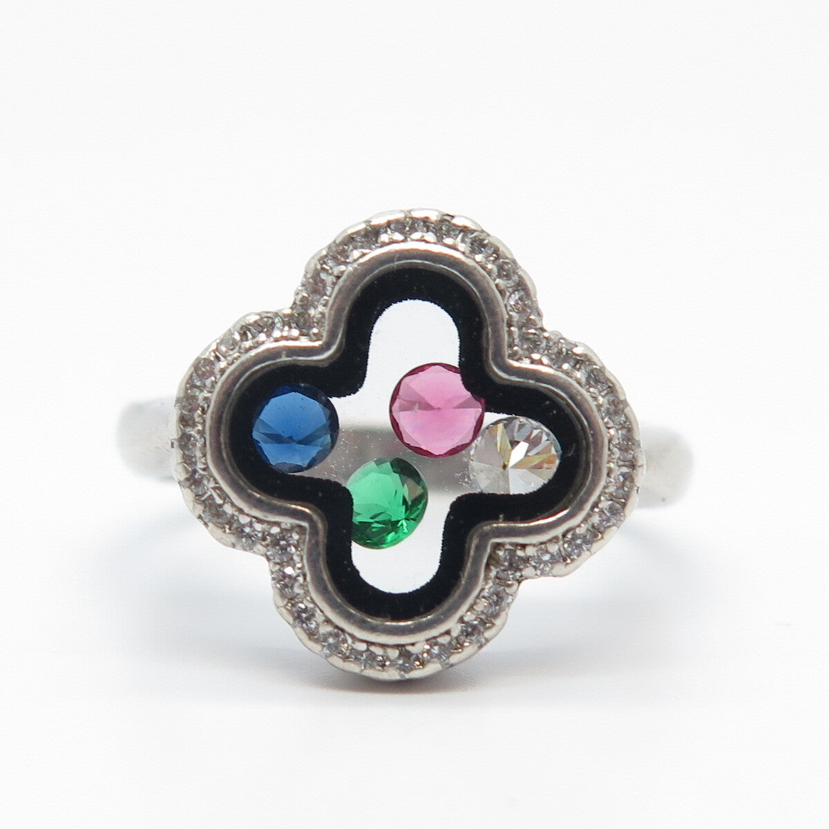925 Sterling Silver Multi-C Z Cross Ring Size 7.25