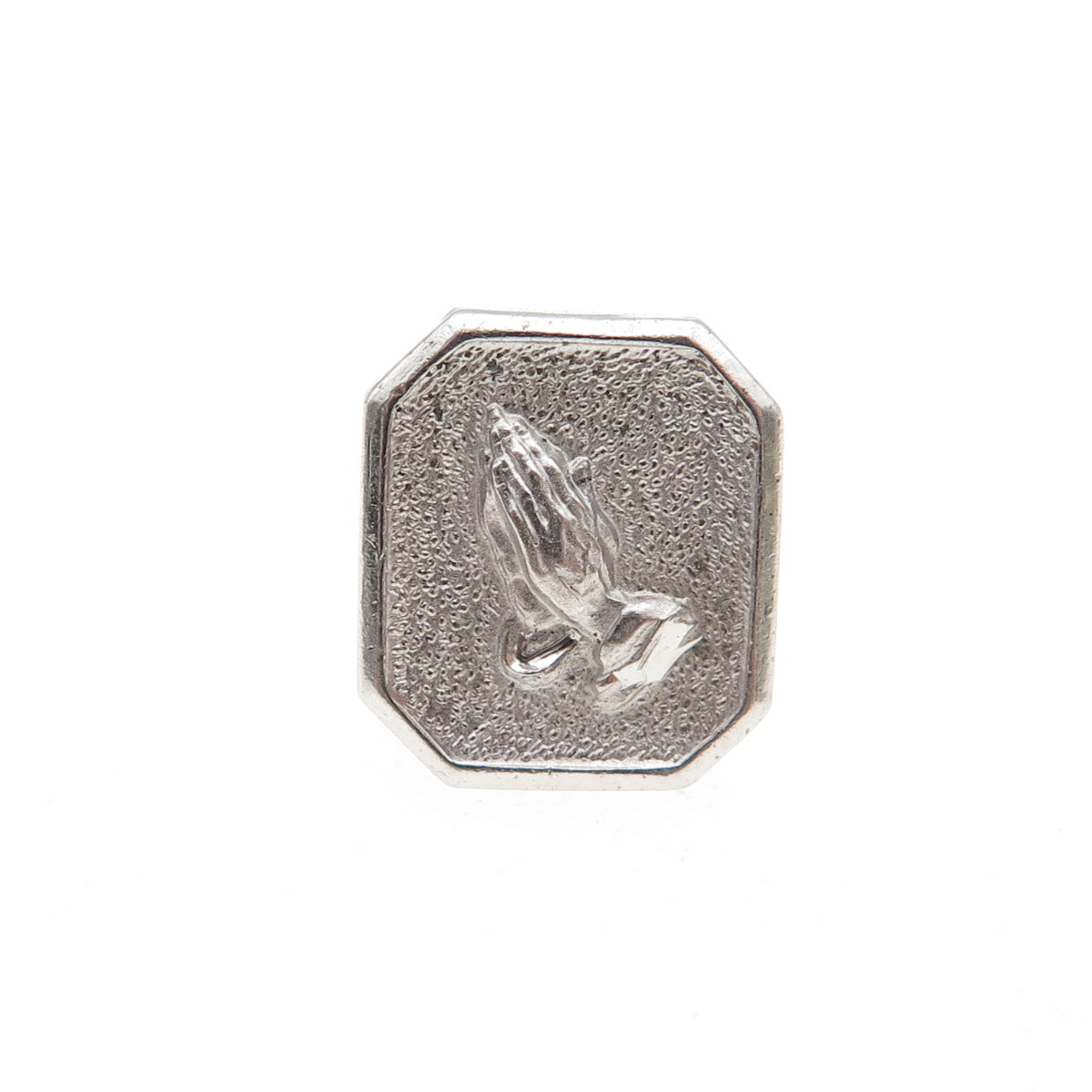 THEDA 925 Sterling Silver Vintage Praying Hands Tie Tack / Lapel Pin