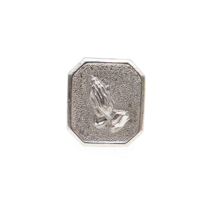 THEDA 925 Sterling Silver Vintage Praying Hands Tie Tack / Lapel Pin