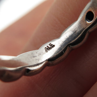 PANDORA 925 Sterling Silver Round-Cut Black C Z Bubble Band Ring Size 6.25