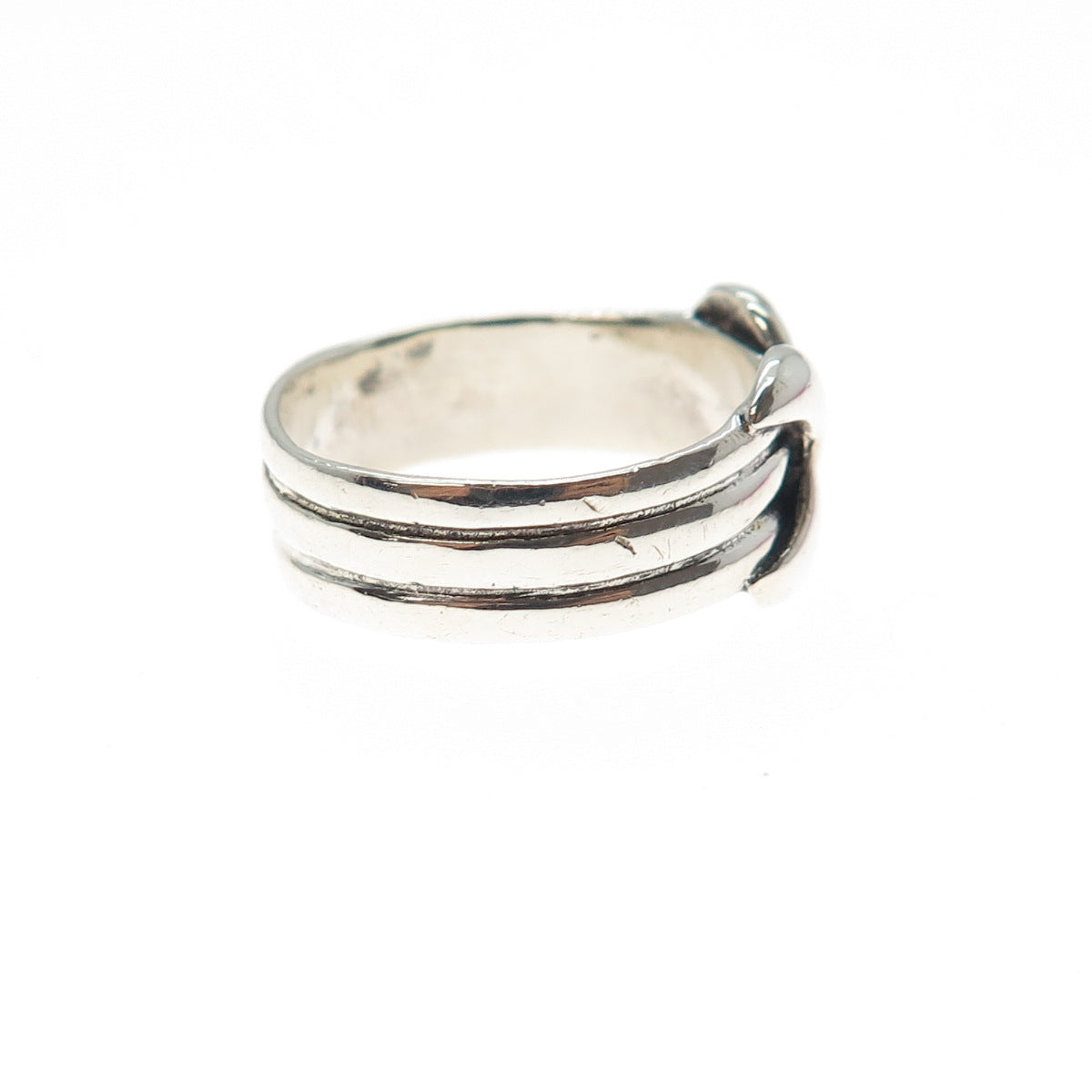 925 Sterling Silver Vintage Modernist Infinity Ring Size 7