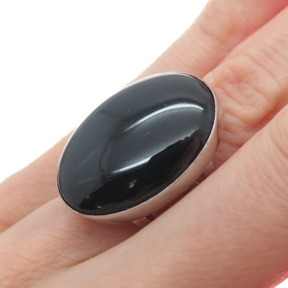 FD FELICIA DESIGN 925 Sterling Silver Vintage Real Black Onyx Dome Ring Size 5.5