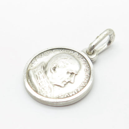 800 Silver Vintage Joannes Paulus & Madonna w/ Baby Medal Charm Pendant