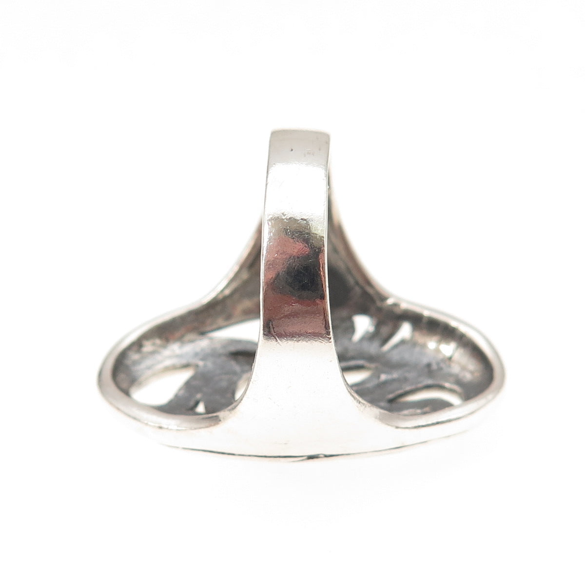 925 Sterling Silver Vintage Modernist Oxidized Ring Size 7.5