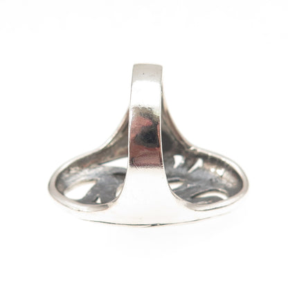 925 Sterling Silver Vintage Modernist Oxidized Ring Size 7.5