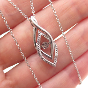 925 Sterling Silver Real Round-Cut Diamond Interlocked Cable Chain Necklace 18"
