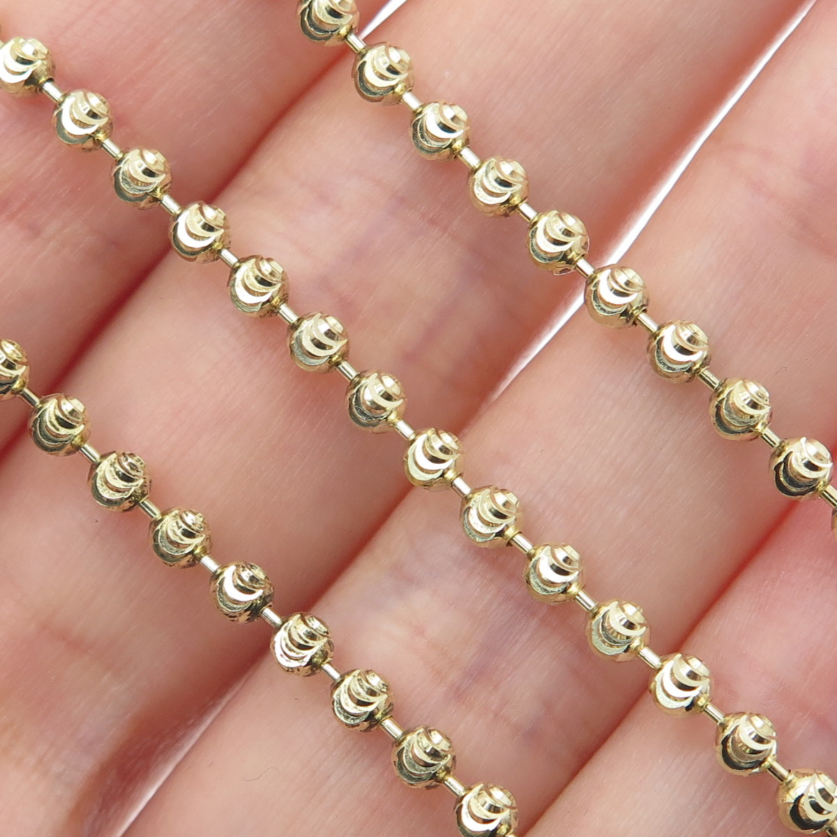 925 Sterling Silver Gold Plated Italy Diamond-Cut Ball Beaded Chain Necklace 24"