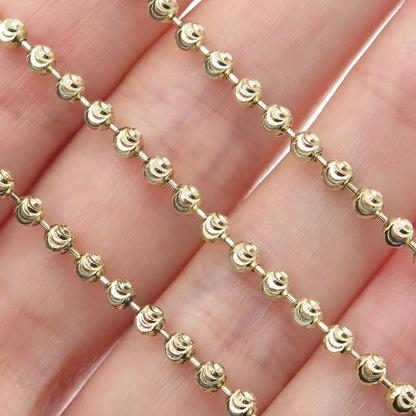 925 Sterling Silver Gold Plated Italy Diamond-Cut Ball Beaded Chain Necklace 24"
