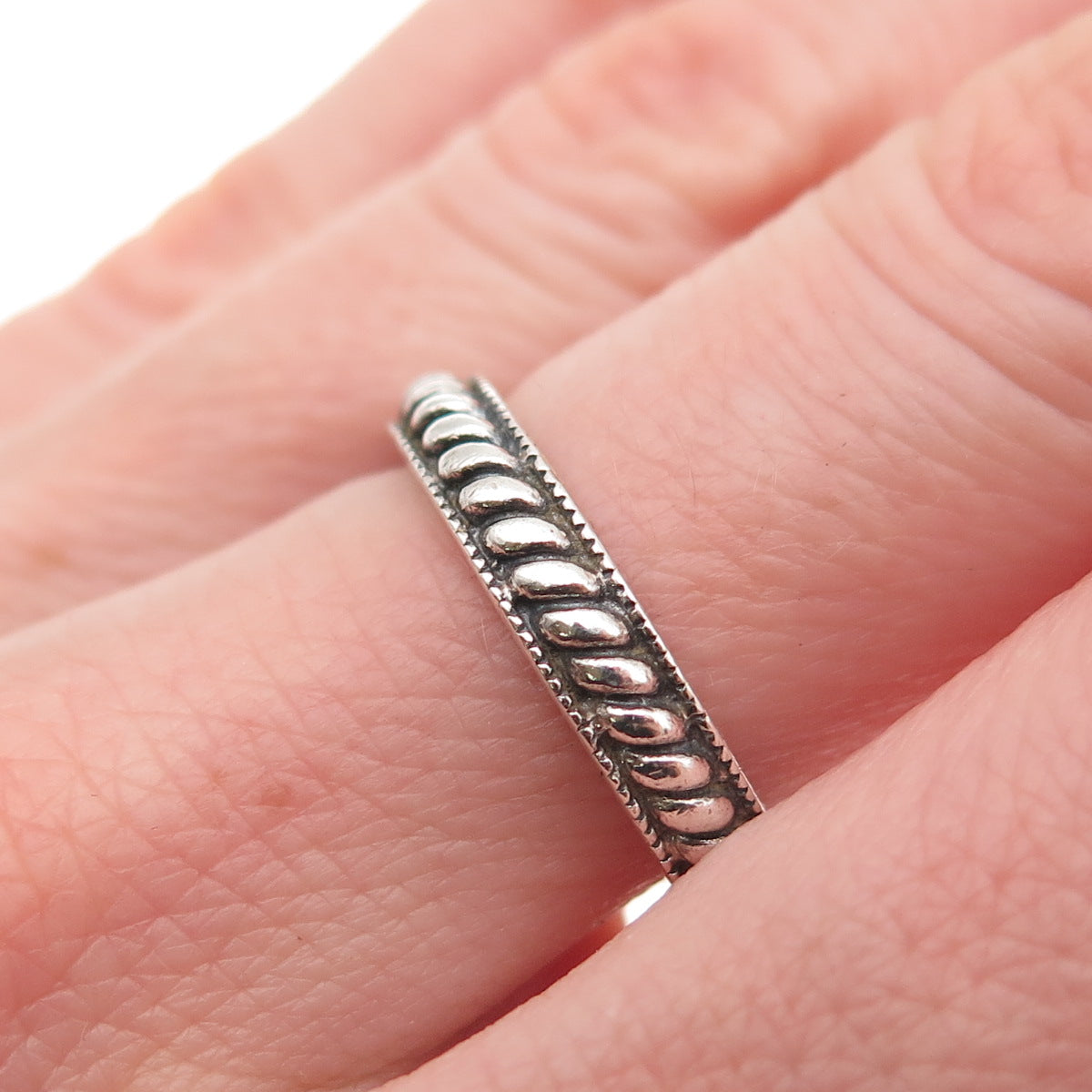 Judith Jack 925 Sterling Silver Vintage Ribbed Oxidized Band Ring Size 7.25