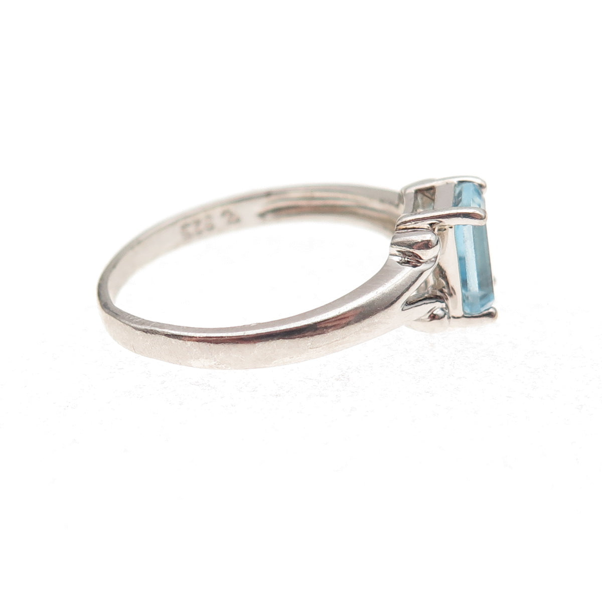 Ross Simons Sterling Silver Vintage Real Emerald-Cut Blue Topaz Ring Size 7.25