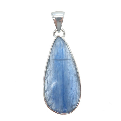 925 Sterling Silver Vintage Real Kyanite Modernist Teardrop Pendant