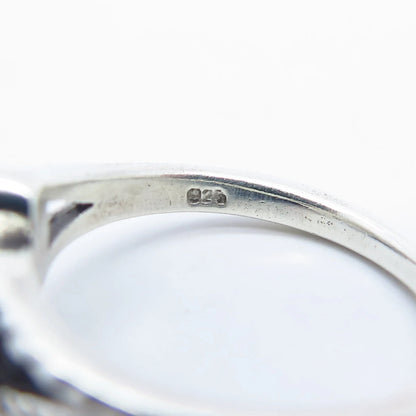 925 Sterling Silver Vintage Footprint Ring Size 5.75