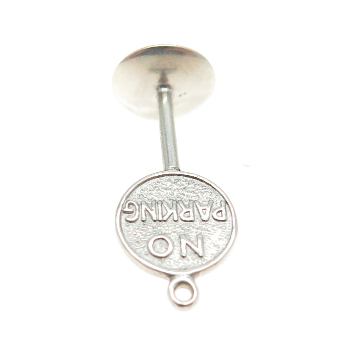 925 Sterling Silver Vintage "No Parking" Traffic Sign 3D Pendant