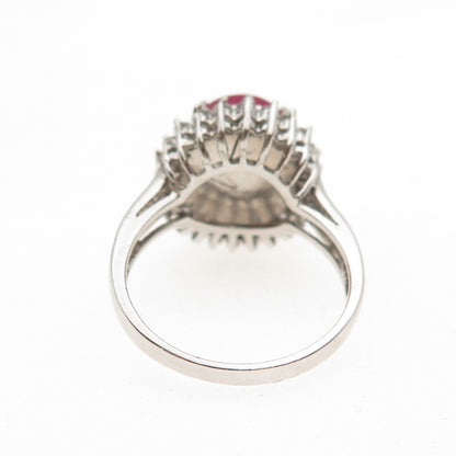 Stauer 925 Sterling Silver Lab-Created Star Ruby & C Z Ring Size 6.25