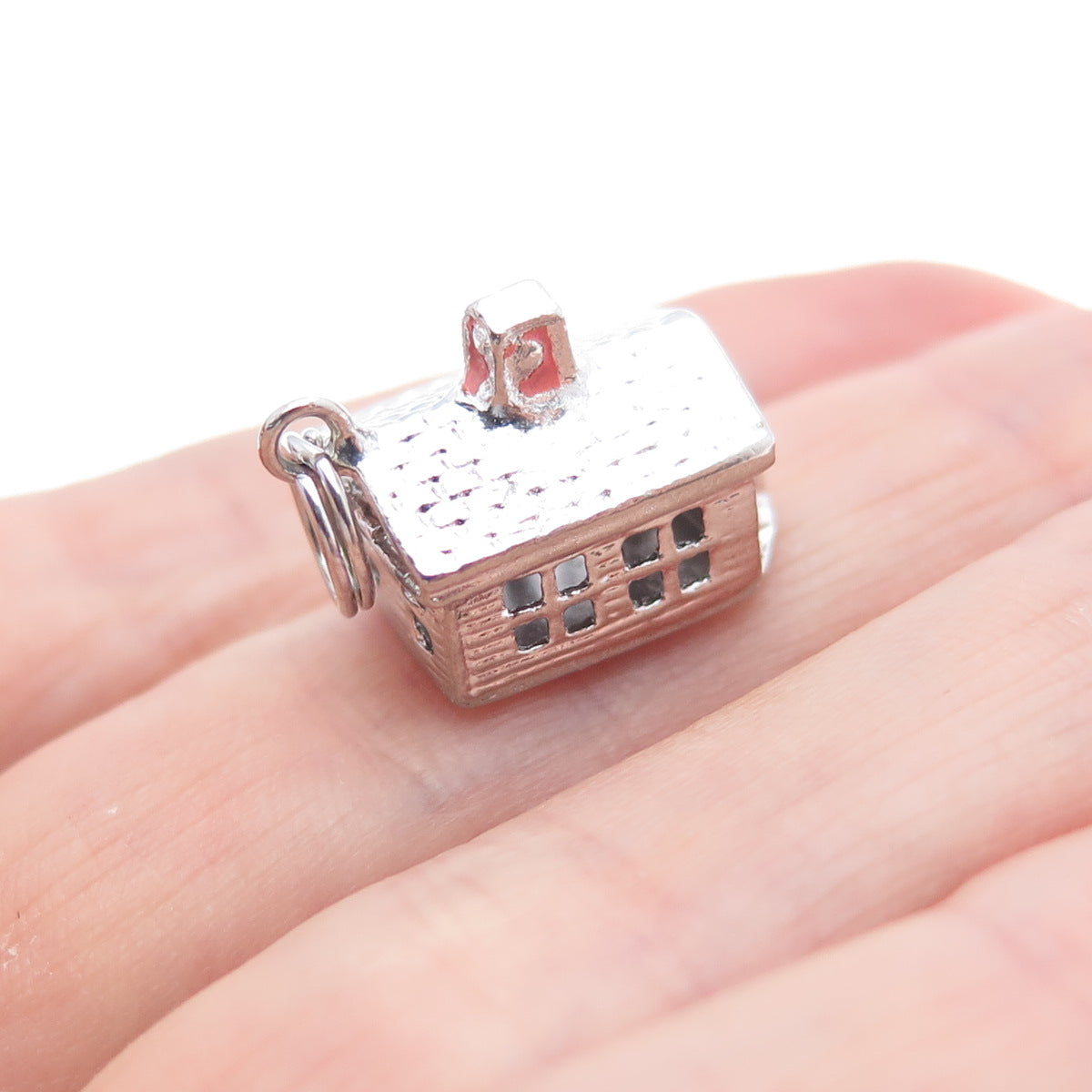FELCHCRAFT 925 Sterling Silver Vintage Enamel School Minimalist 3D Pendant