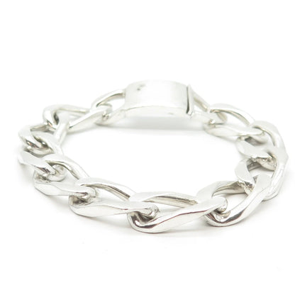 925 Sterling Silver Vintage Mexico Curb Link Bracelet 8.75"