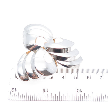 MONET 925 Sterling Silver 2-Tone Vintage Modernist Floral Pin Brooch