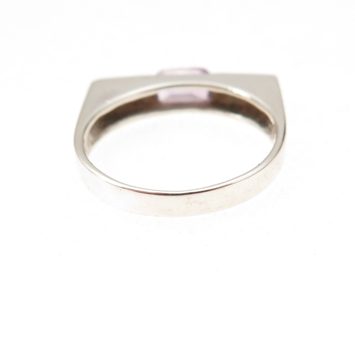925 Sterling Silver Vintage Real Amethyst Modernist Oxidized Ring Size 7