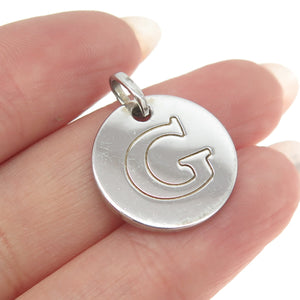 HN HENG NGAI 925 Sterling Silver Letter "G" Initial Round Pendant