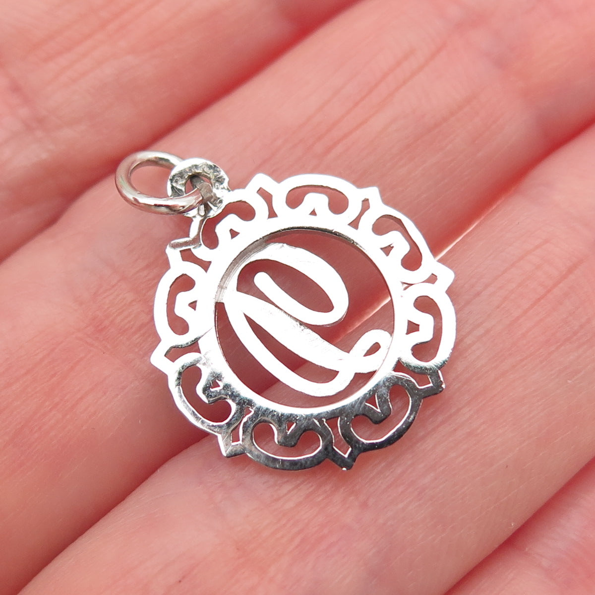 925 Sterling Silver Vintage Letter D Initial Ornate Mini Charm Pendant