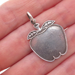 925 Sterling Silver Vintage Apple Oxidized Charm Pendant