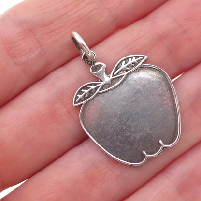 925 Sterling Silver Vintage Apple Oxidized Charm Pendant