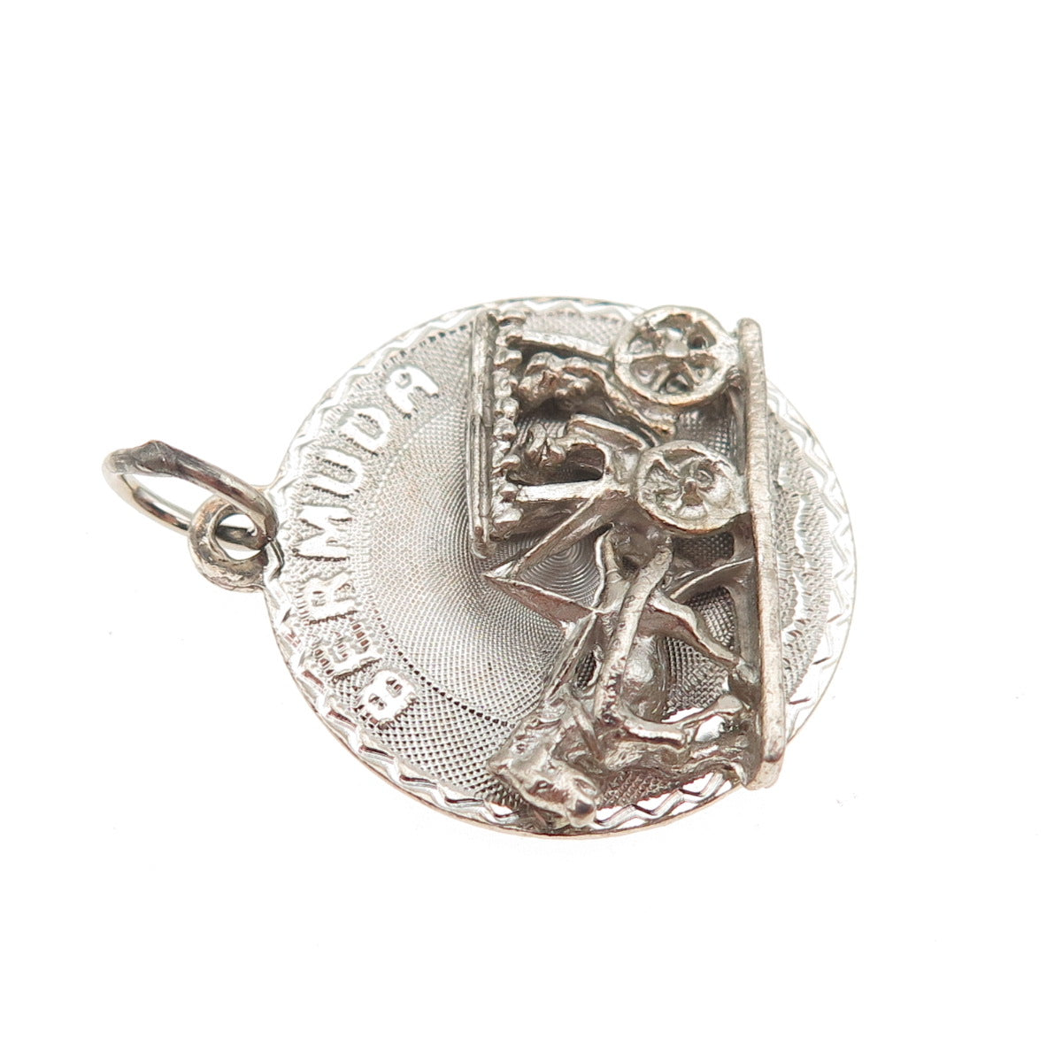 CREA 925 Sterling Silver Vintage Bermuda Carriage Mini Charm Pendant