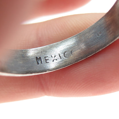 925 Sterling Silver Vintage Mexico Classic Wedding Oxidized Band Ring Size 11.25