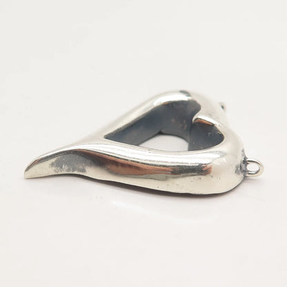 925 Sterling Silver Vintage Open Heart Necklace Central Part