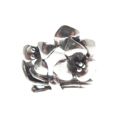 925 Sterling Silver Vintage Flower Oxidized Ring Size 8