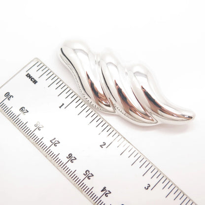 925 Sterling Silver Vintage Zina Modernist Ribbed Pin Brooch