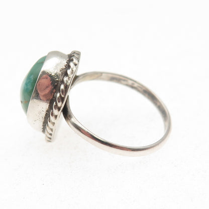 Old Pawn Sterling Silver Vintage Lone Mountain Turquoise Tribal Ring Size 6.25