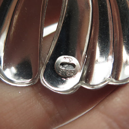 925 Sterling Silver Vintage Ribbed Shell Modernist Pin Brooch
