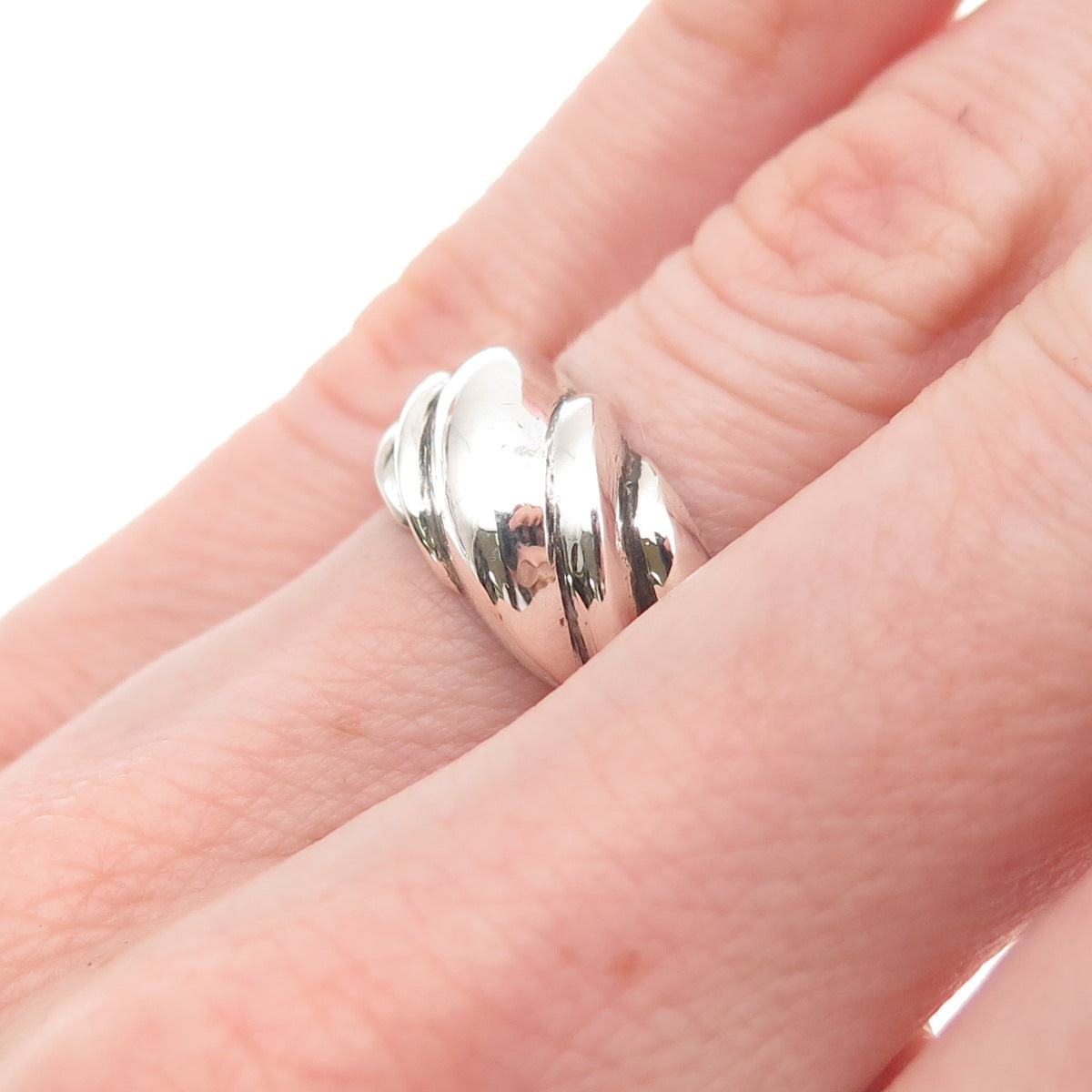 925 Sterling Silver Vintage Modernist Oxidized Ring Size 6