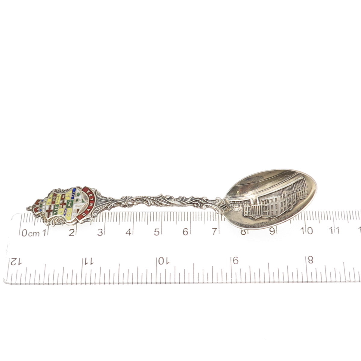 925 Sterling Antique 1901 Canada Enamel Provincial Building Halifax Coffee Spoon