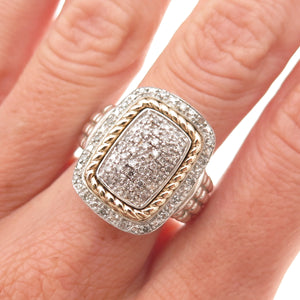 Town & Country 925 Sterling Silver 14K Gold Real Round-Cut Diamond Ring Size 7