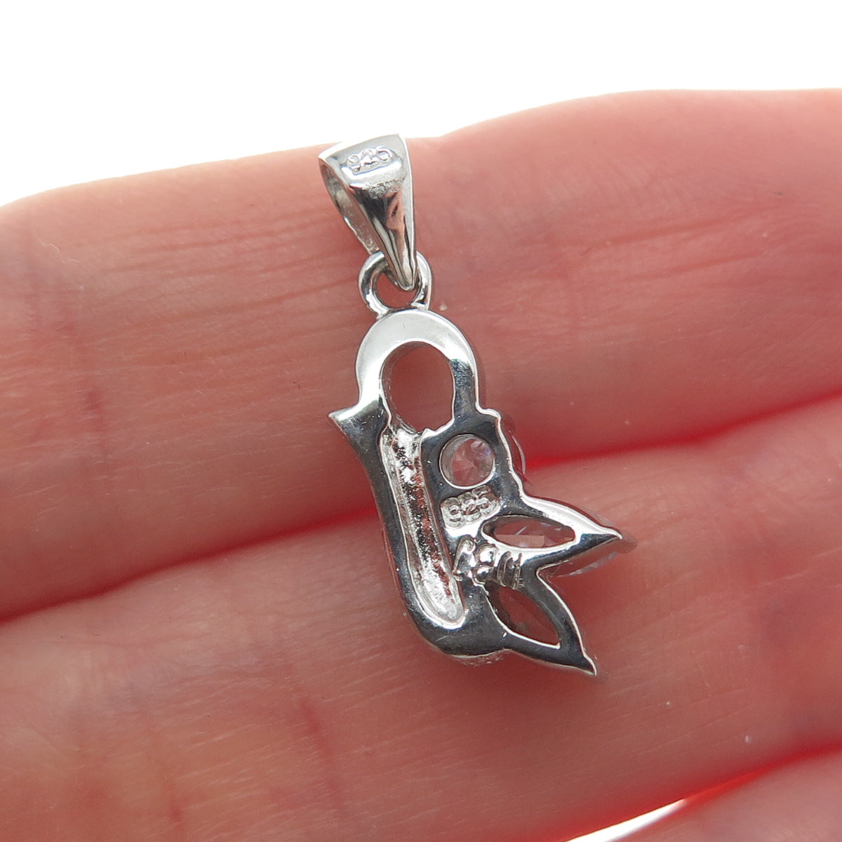 DBJ DEE BERKLE Sterling Silver Round & Marquise-Cut C Z Minimalist Charm Pendant