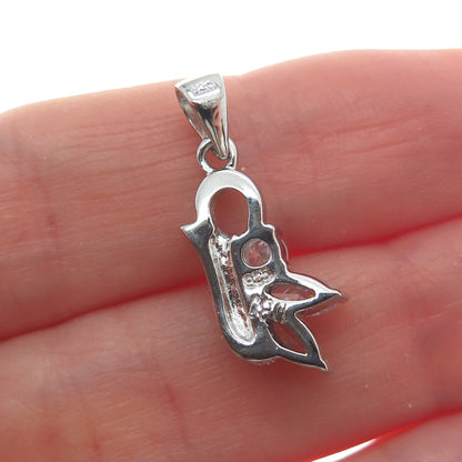 DBJ DEE BERKLE Sterling Silver Round & Marquise-Cut C Z Minimalist Charm Pendant