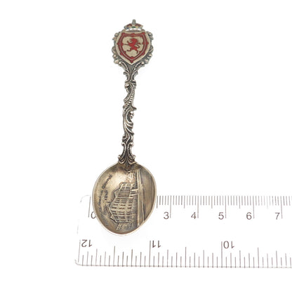 925 Sterling Antique 1901 Canada Enamel Provincial Building Halifax Coffee Spoon