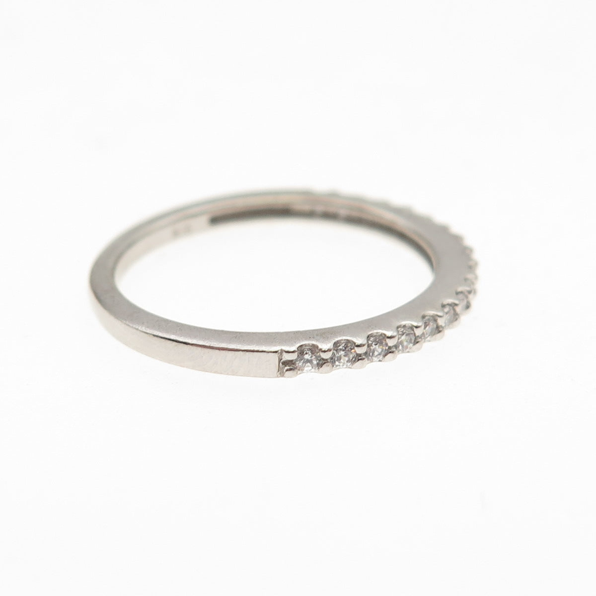 Seta 925 Sterling Silver Round-Cut C Z Half Eternity Stackable Band Ring Size 6